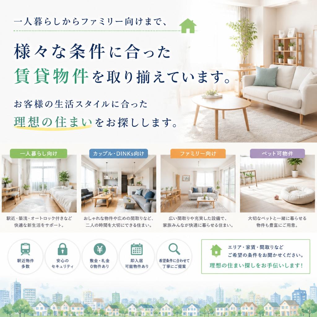 豊富な賃貸物件情報