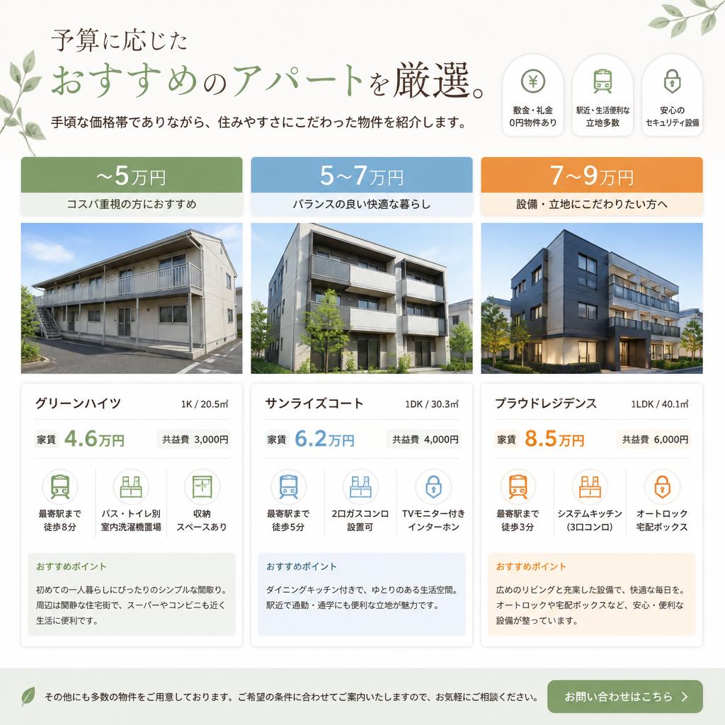 おすすめの手頃なアパート特集